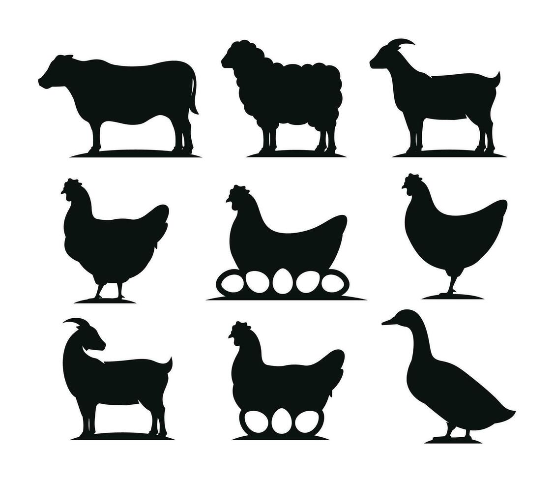 boerderij dieren icoon reeks vector illustratie. vee icoon reeks