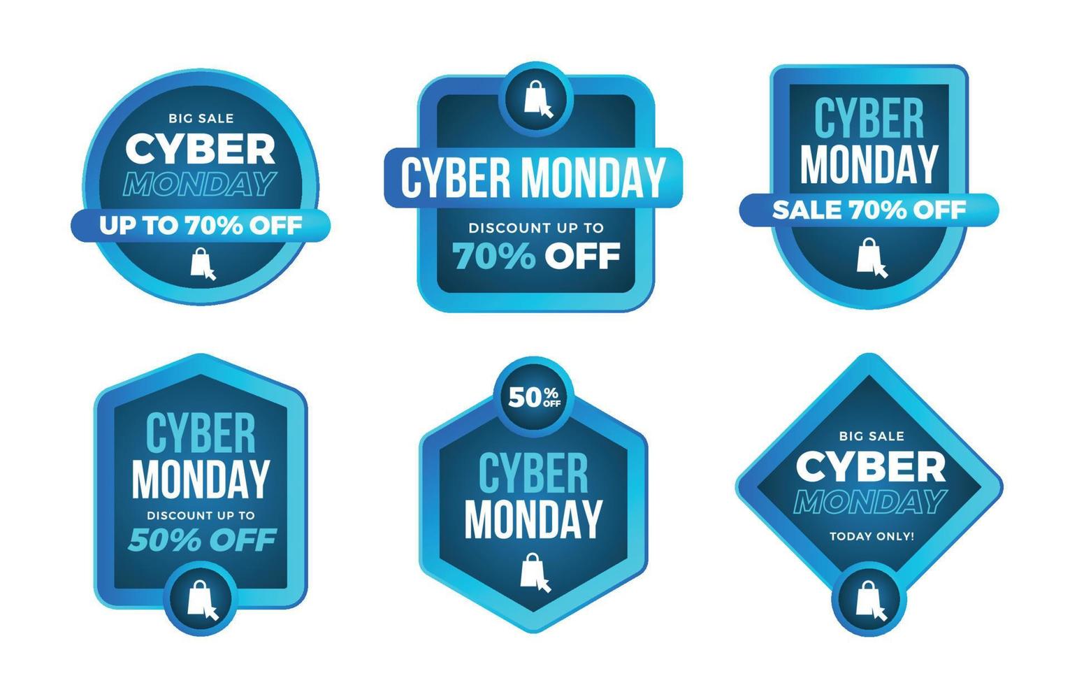 cyber maandag verkoop badges collectie vector