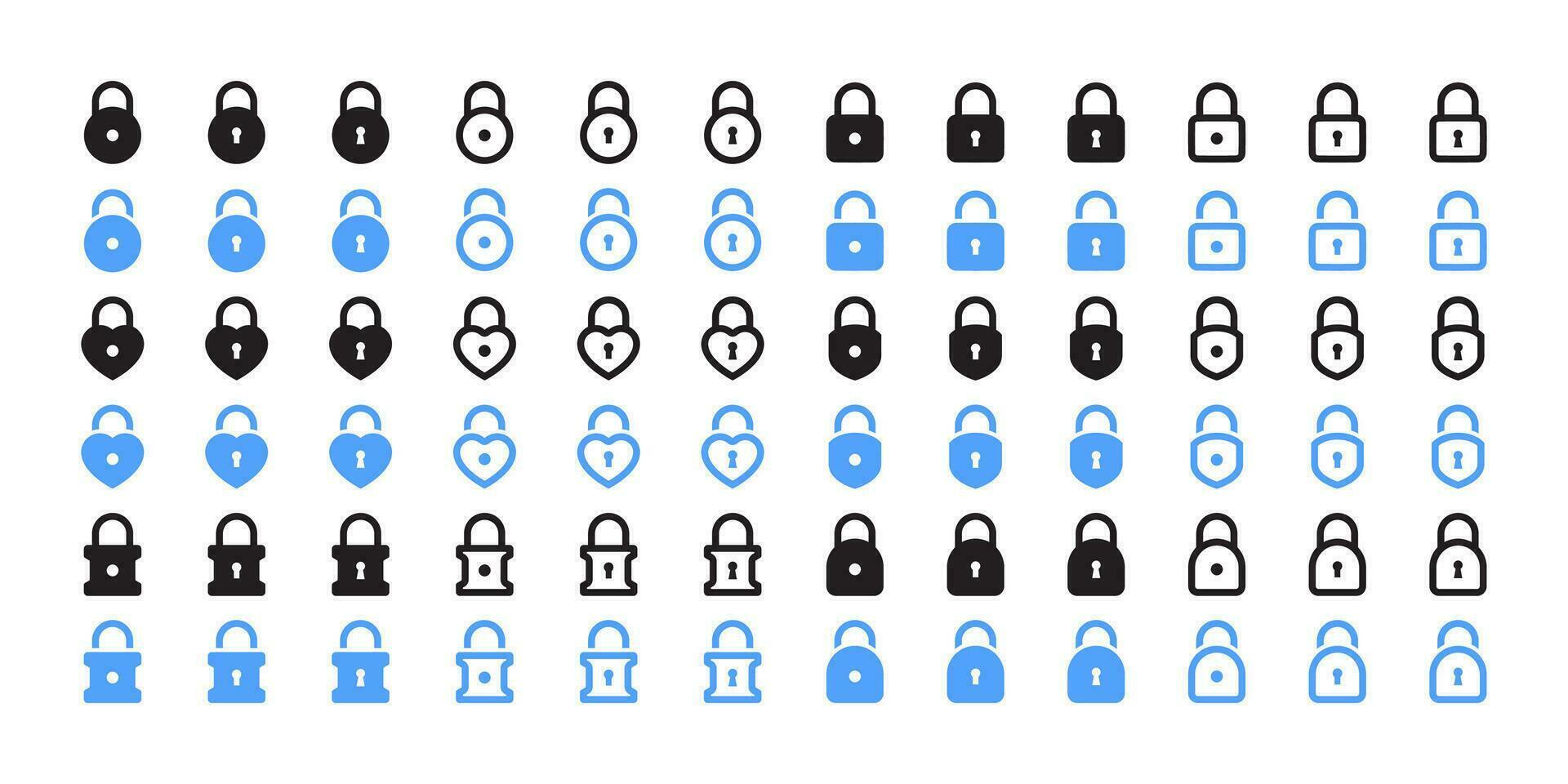 slot icoon set. hangsloten pictogrammen set. privacy symbolen. veiligheid symbool. vector schaalbaar grafiek