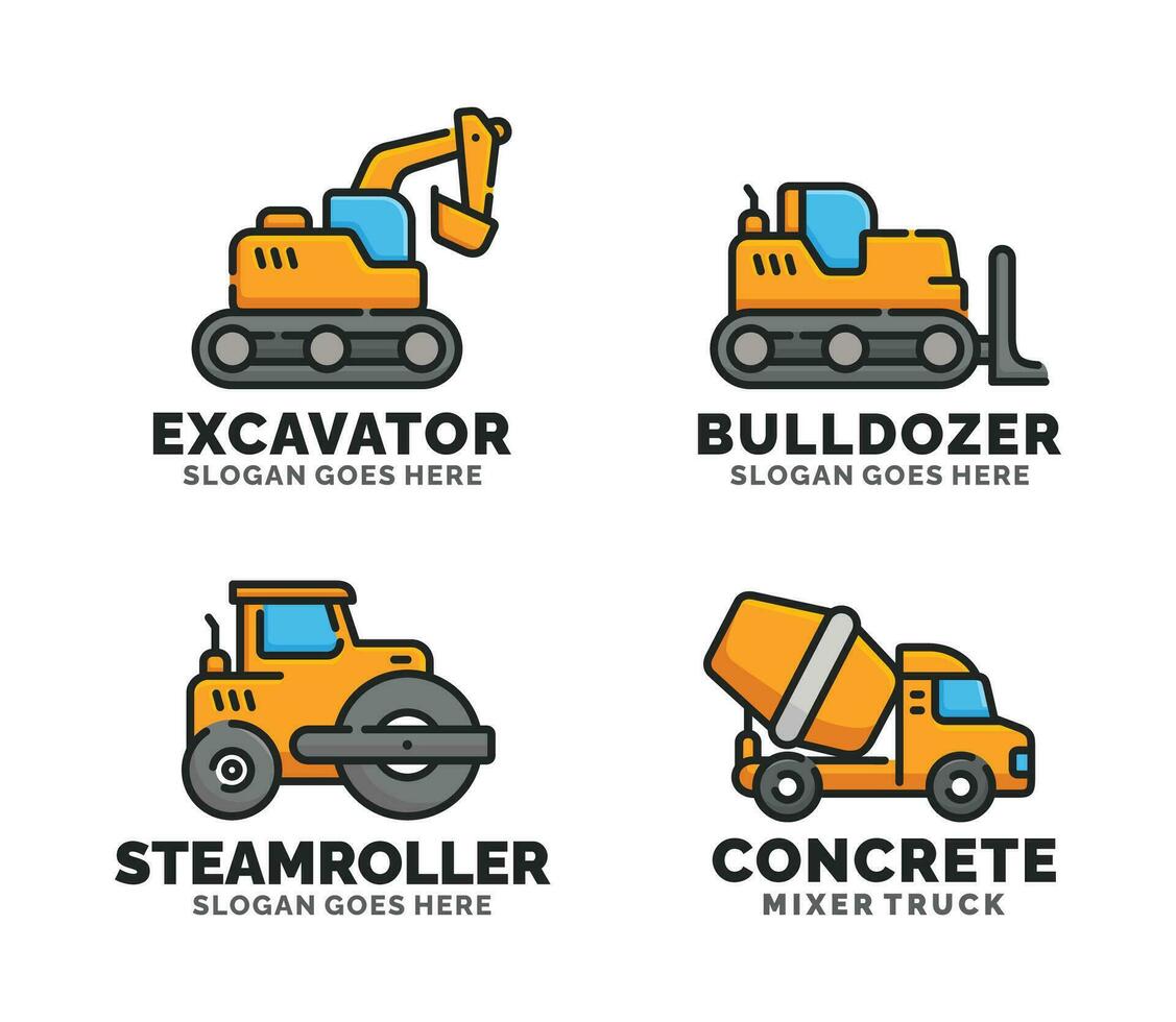 bouw voertuig logo reeks ontwerp vector illustratie