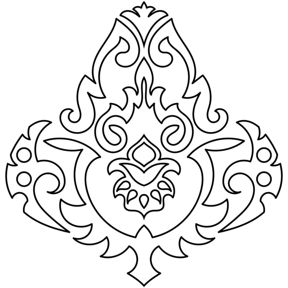 tapijt componenten. zwart strepen. tapijt oosters ornament met bloemen motieven. Indisch ontwerp element voor henna- tatoeëren, volwassen kleur boek, groet kaart, bruiloft uitnodiging of spa schoonheid folder. vector