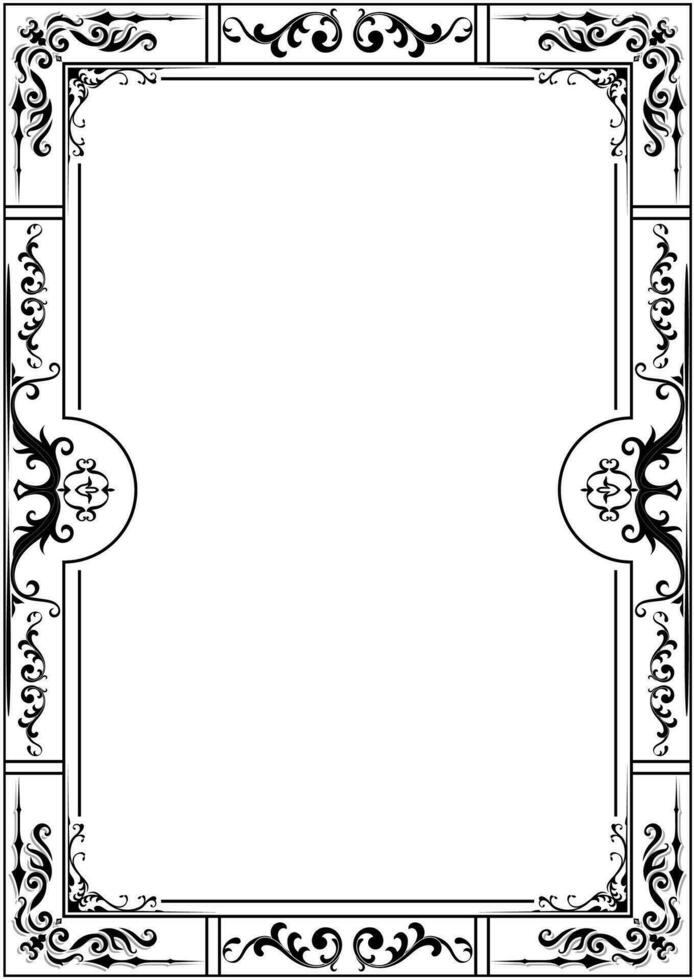 wijnoogst grens zwart abstract bloemen, dun lijnen, voor bruiloft kaarten, uitnodigingen. vector