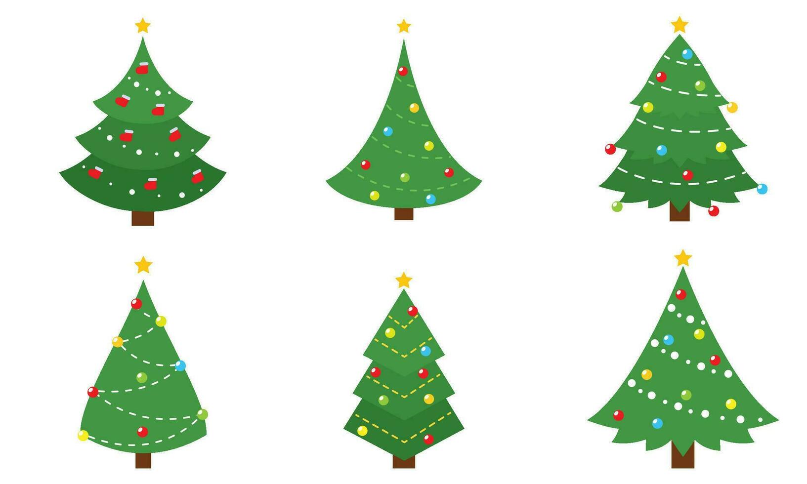 reeks van gekleurde Kerstmis boom pictogrammen vector illustratie