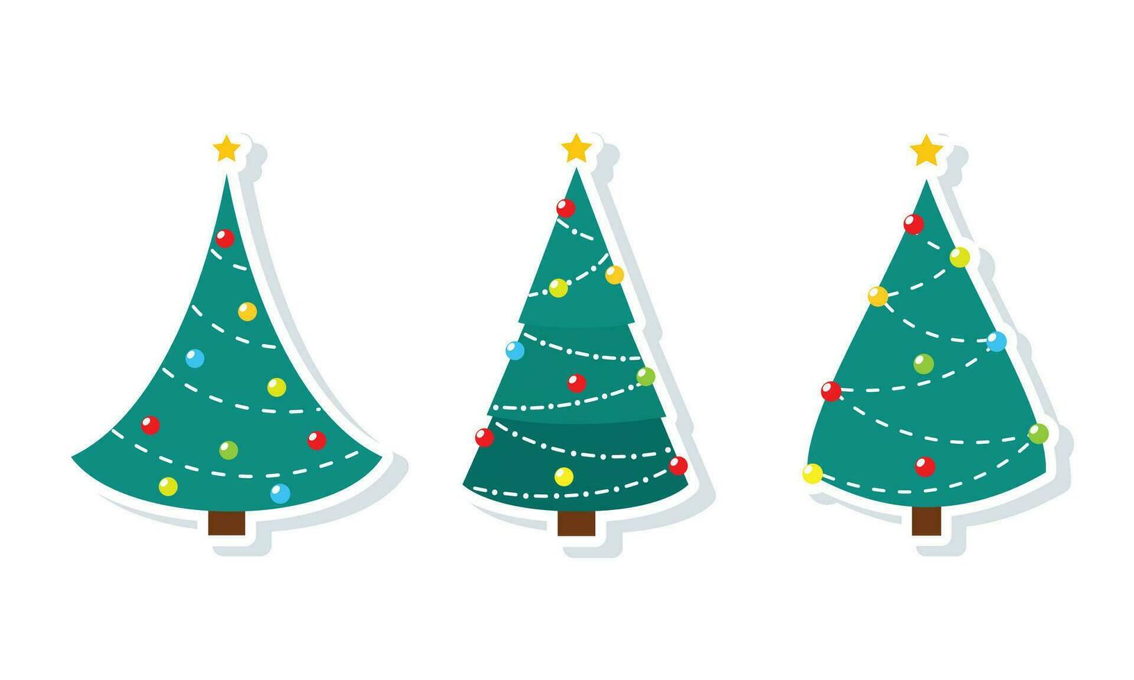 reeks van gekleurde Kerstmis boom pictogrammen vector illustratie