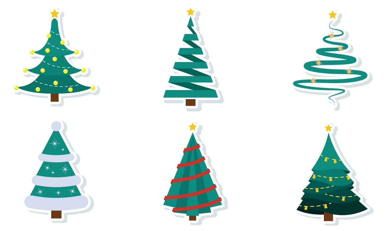 reeks van gekleurde Kerstmis boom pictogrammen vector illustratie