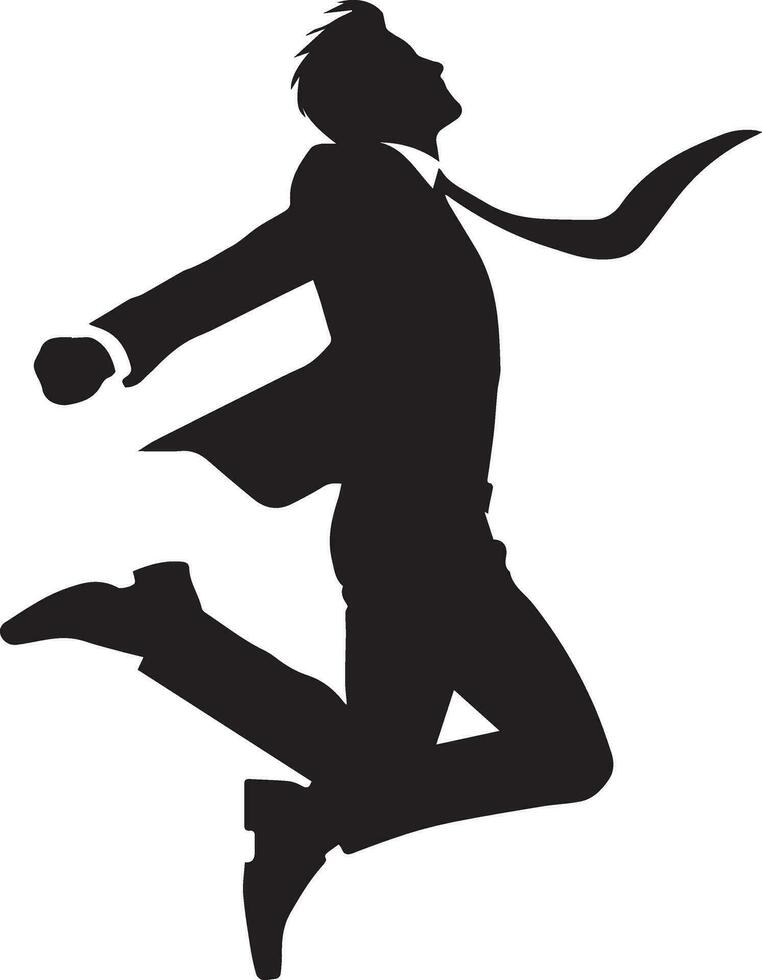 bedrijf Mens jumping houding vector silhouet 8