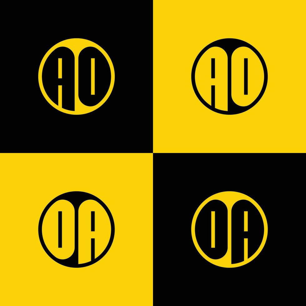 gemakkelijk oa en oa brief cirkel logo set, geschikt voor bedrijf met oa of oa voorletter. vector