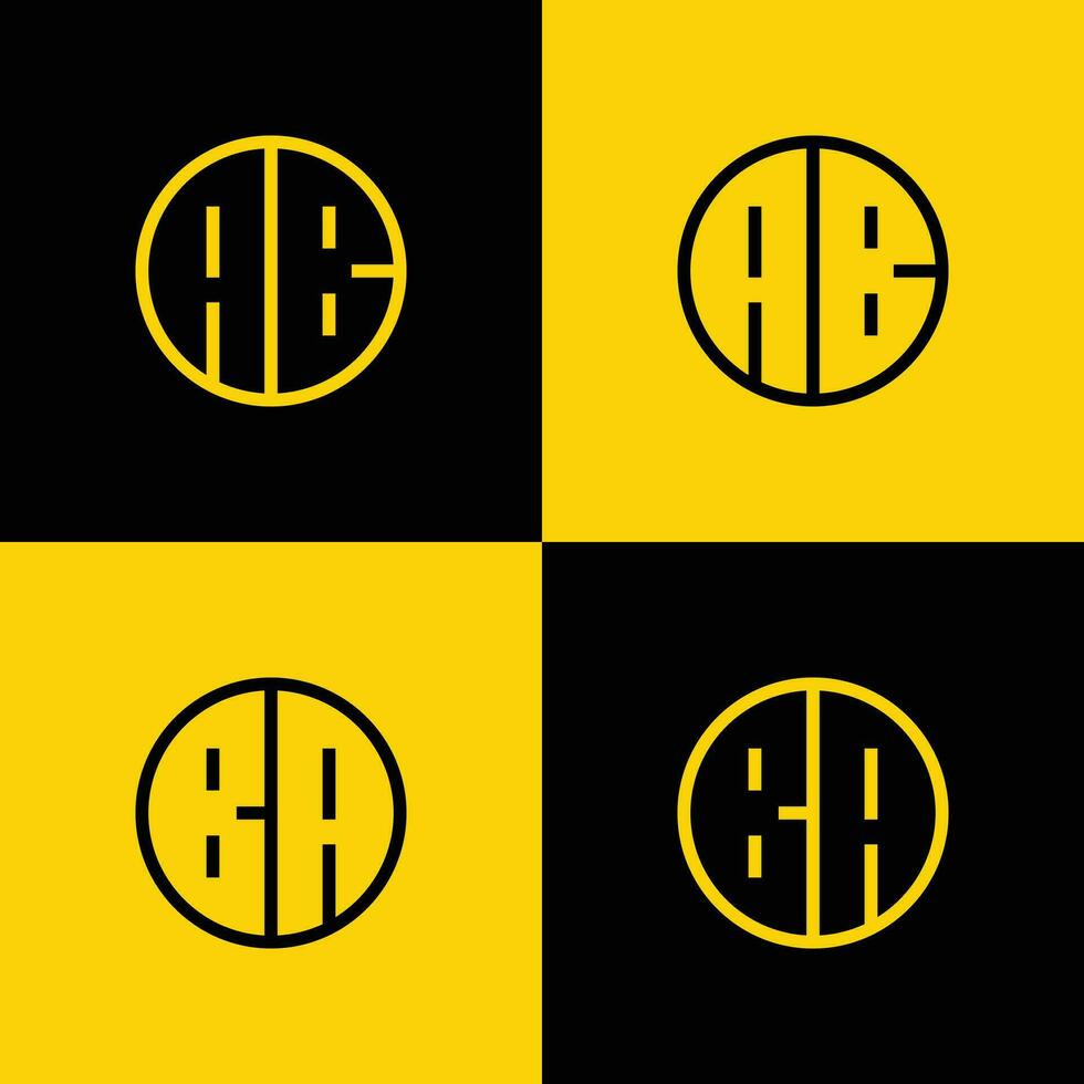 gemakkelijk ab en ba brief cirkel logo set, geschikt voor bedrijf met ba of ab voorletter. vector