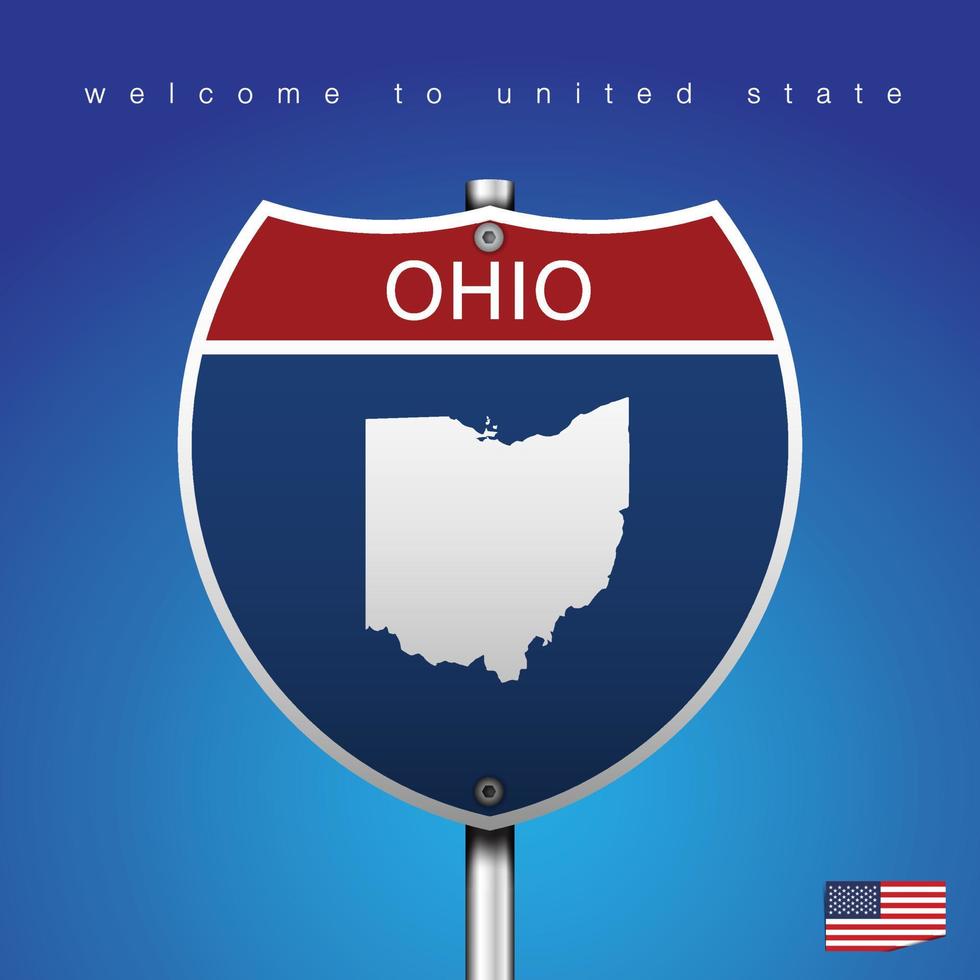 teken weg amerika stijl ohio en kaart vector