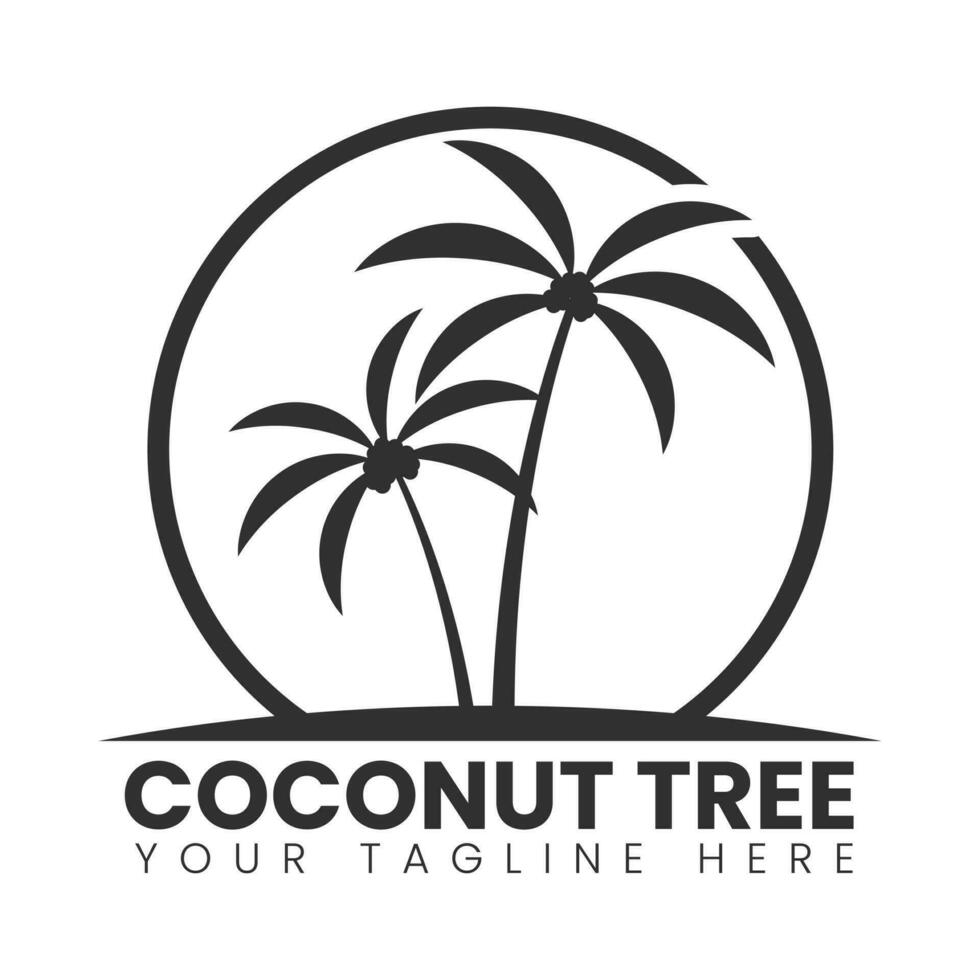 kokosnoot boom logo, boom logo, kokosnoot boom silhouet, kokosnoot fabriek logo, fabriek monogram, boom vector, silhouet, palm boom, logo ontwerp, logo's, branding vector