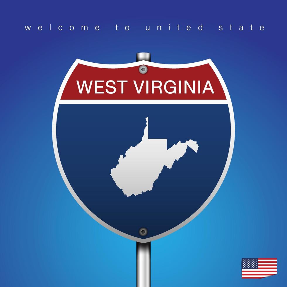 teken weg amerika stijl west virginia en kaart vector