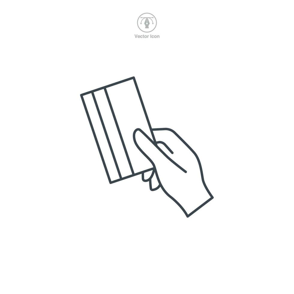 credit kaart icoon. hand- Holding credit kaart symbool vector illustratie geïsoleerd Aan wit achtergrond