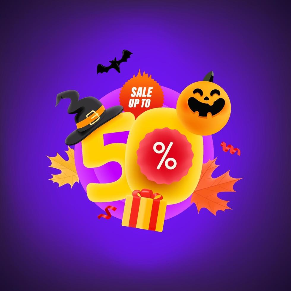 halloween verkoop. verkoop tot 50 procent banner vector