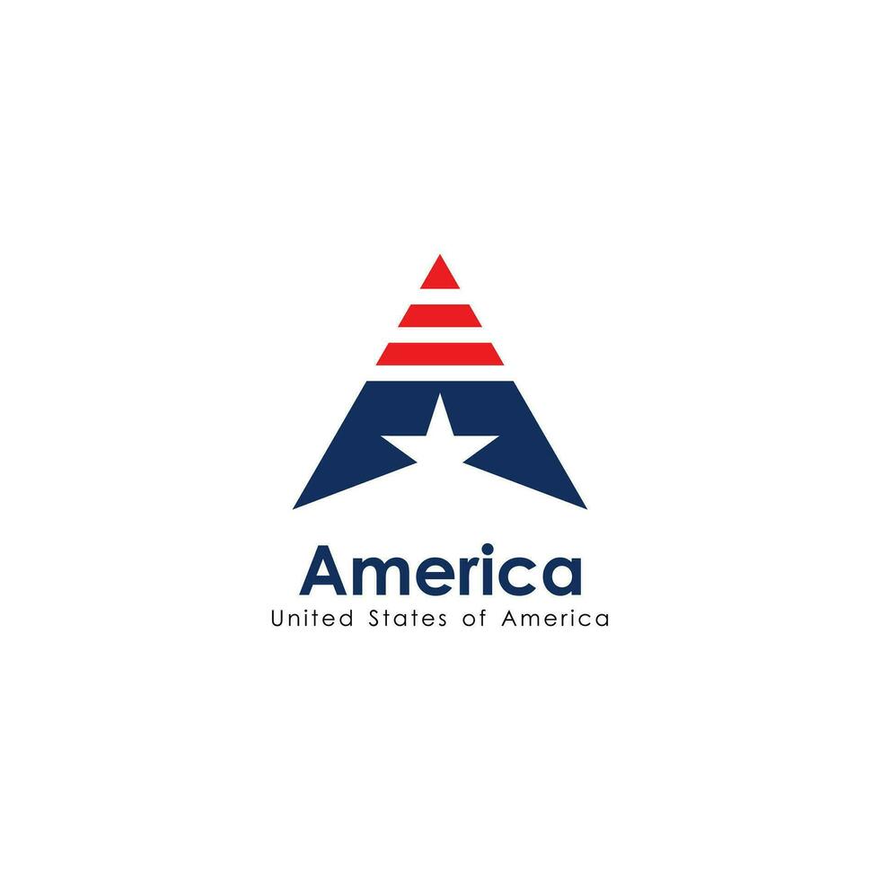 modern brief een Amerikaans logo ontwerp met blauw en rood kleur vector