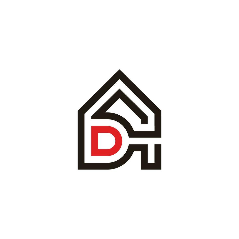 brief d huis landgoed schets meetkundig kleuren logo vector