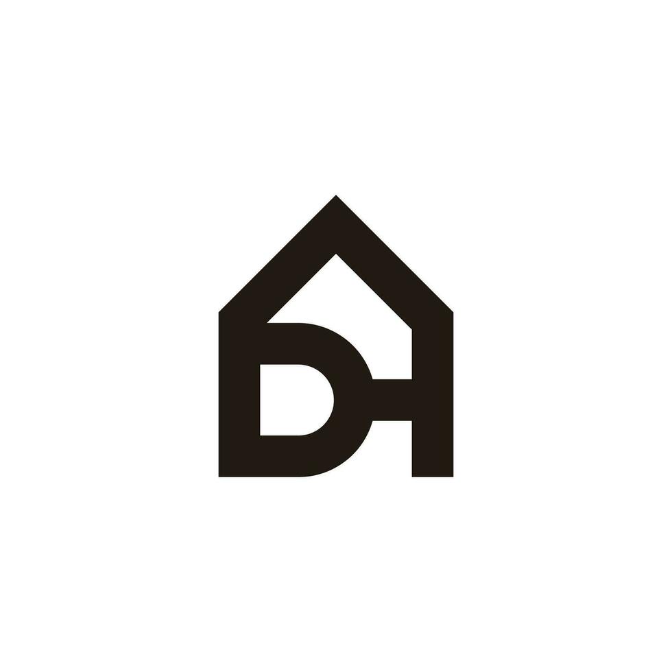 brief d h huis huis gemakkelijk meetkundig logo vector