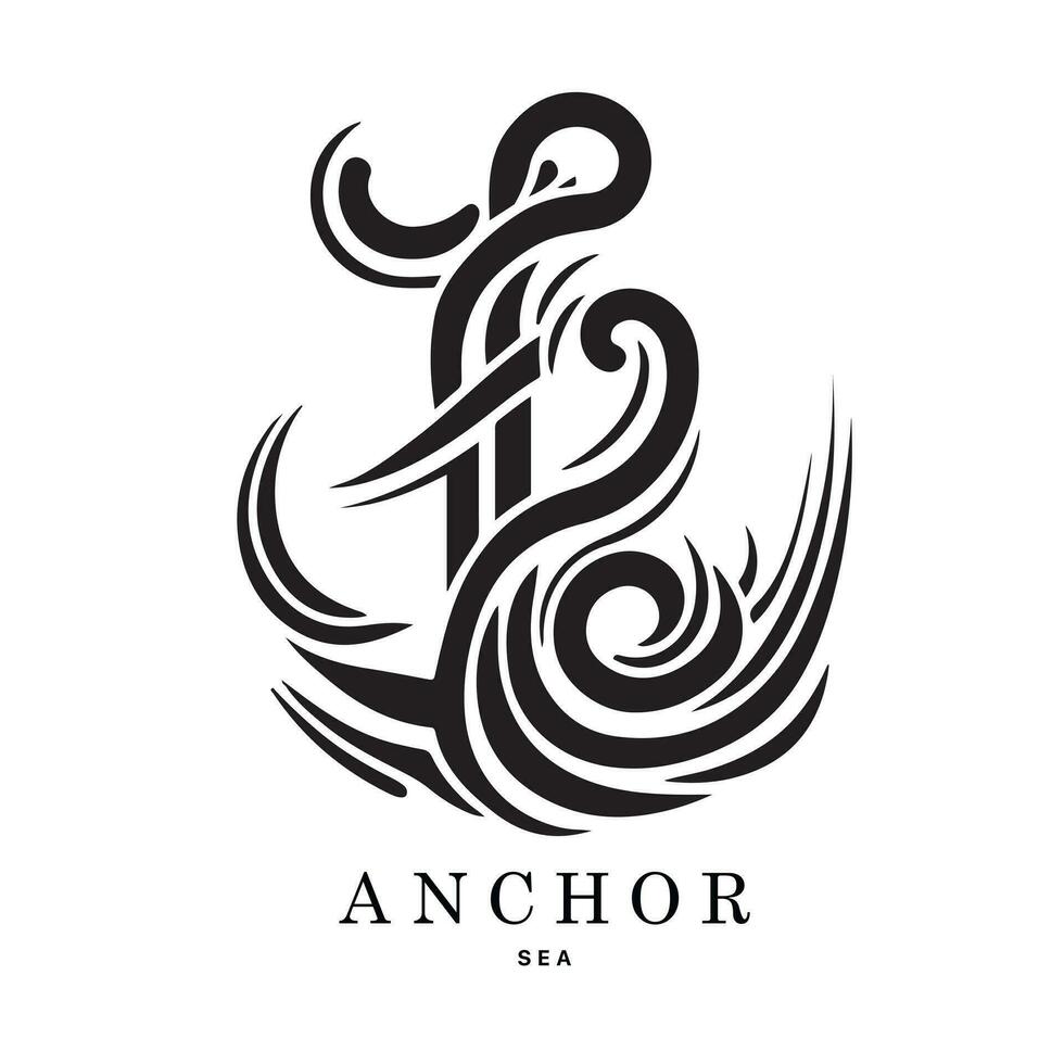 marinier emblemen logo met anker en touw, anker logo - vector. vector illustratie