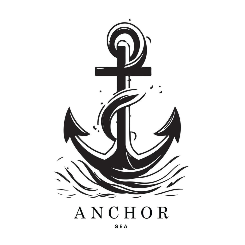 marinier emblemen logo met anker en touw, anker logo - vector. vector illustratie