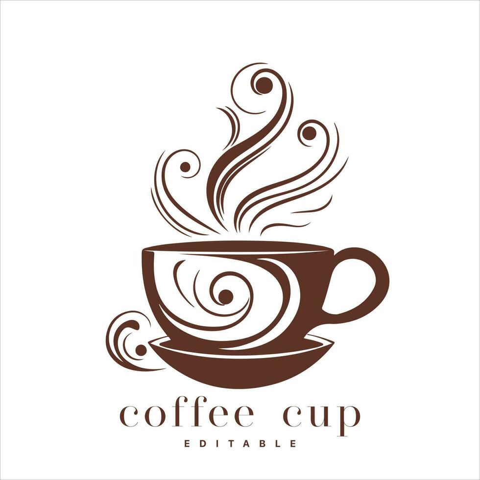 koffie winkel logo sjabloon, natuurlijk abstract koffie kop met stoom, koffie huis embleem, creatief cafe logo, modern modieus symbool ontwerp vector illustratie geïsoleerd Aan wit achtergrond teken