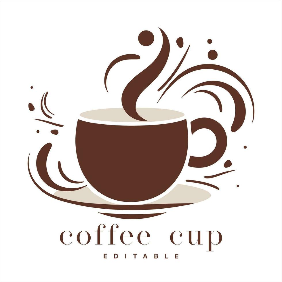 koffie winkel logo sjabloon, natuurlijk abstract koffie kop met stoom, koffie huis embleem, creatief cafe logo, modern modieus symbool ontwerp vector illustratie geïsoleerd Aan wit achtergrond teken