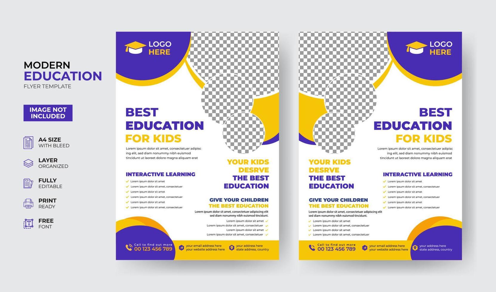 creatieve en moderne online schoolkinderen onderwijs toelating flyer poster sjabloon vector