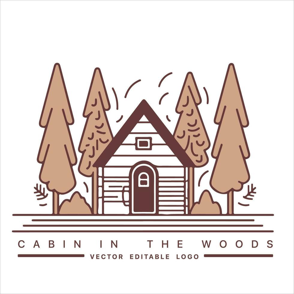 hout cabine logo sjabloon. cabine in de bossen vector illustratie. cabine verhuur logo. chalet in de Woud sticker.