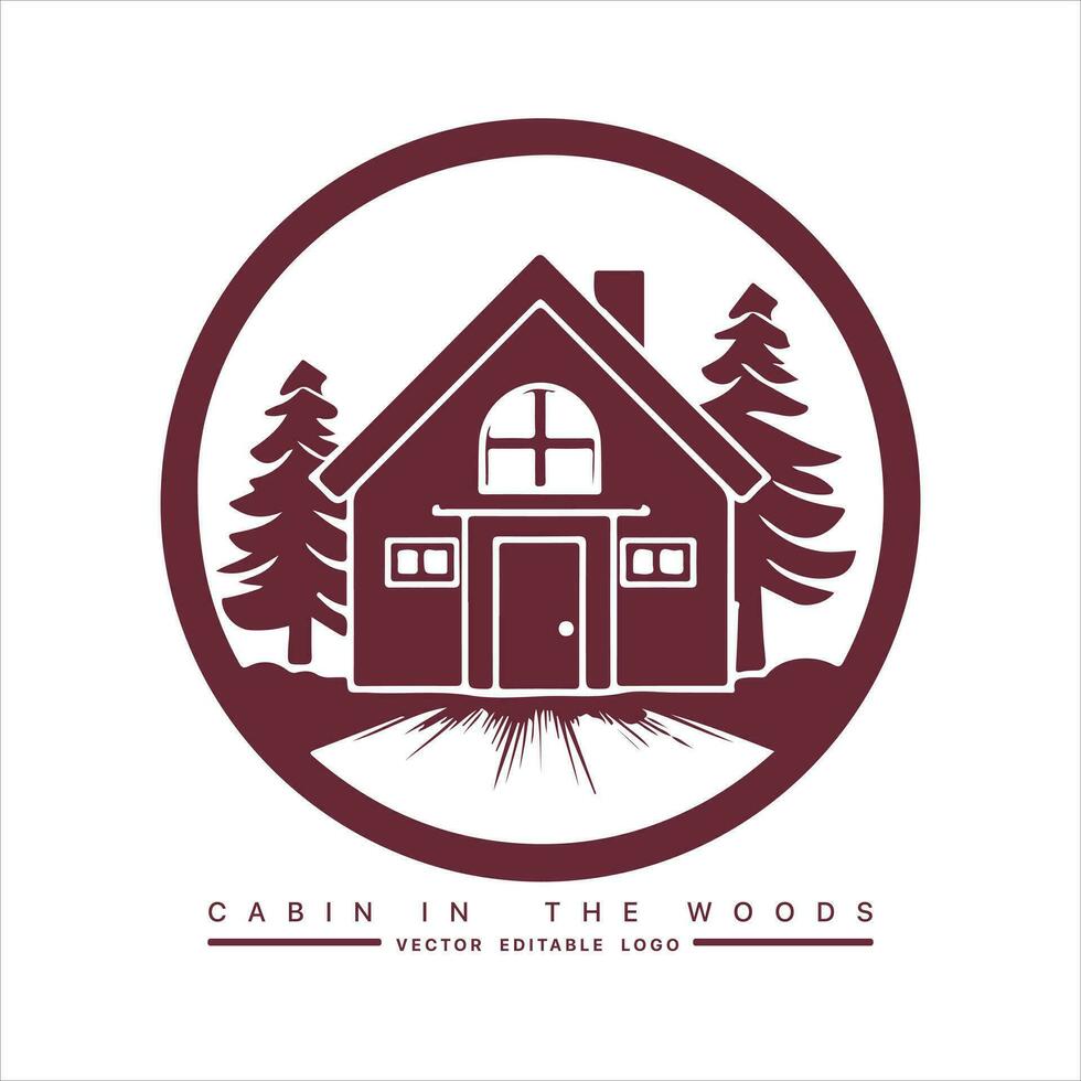 hout cabine logo sjabloon. cabine in de bossen vector illustratie. cabine verhuur logo. chalet in de Woud sticker.