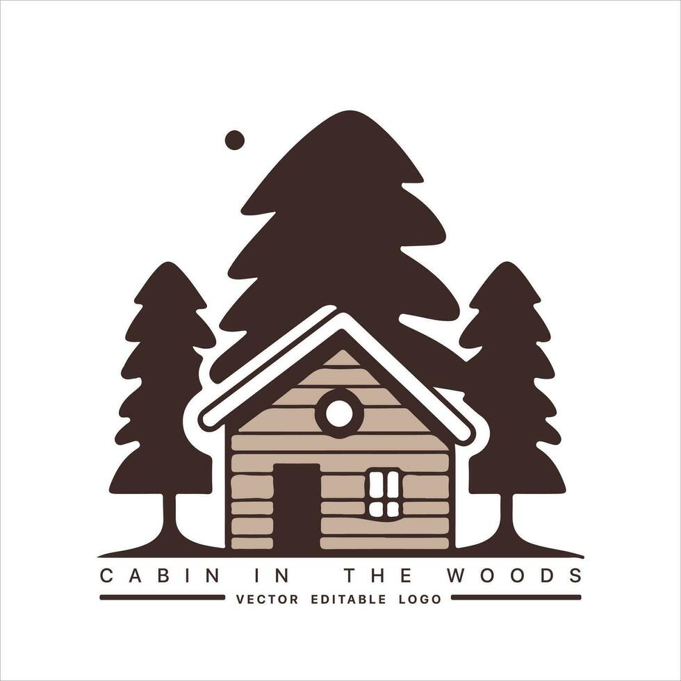 hout cabine logo sjabloon. cabine in de bossen vector illustratie. cabine verhuur logo. chalet in de Woud sticker.