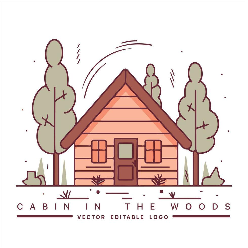 hout cabine logo sjabloon. cabine in de bossen vector illustratie. cabine verhuur logo. chalet in de Woud sticker.