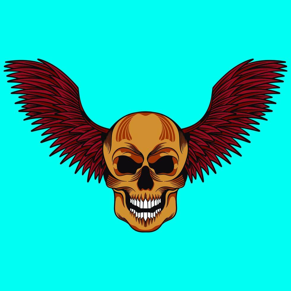 vector schedel Vleugels illustratie hand- getrokken logo ontwerp
