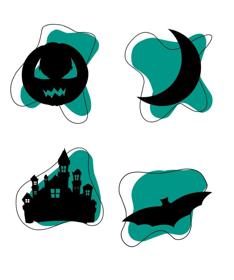 halloween silhouetten elementen vector