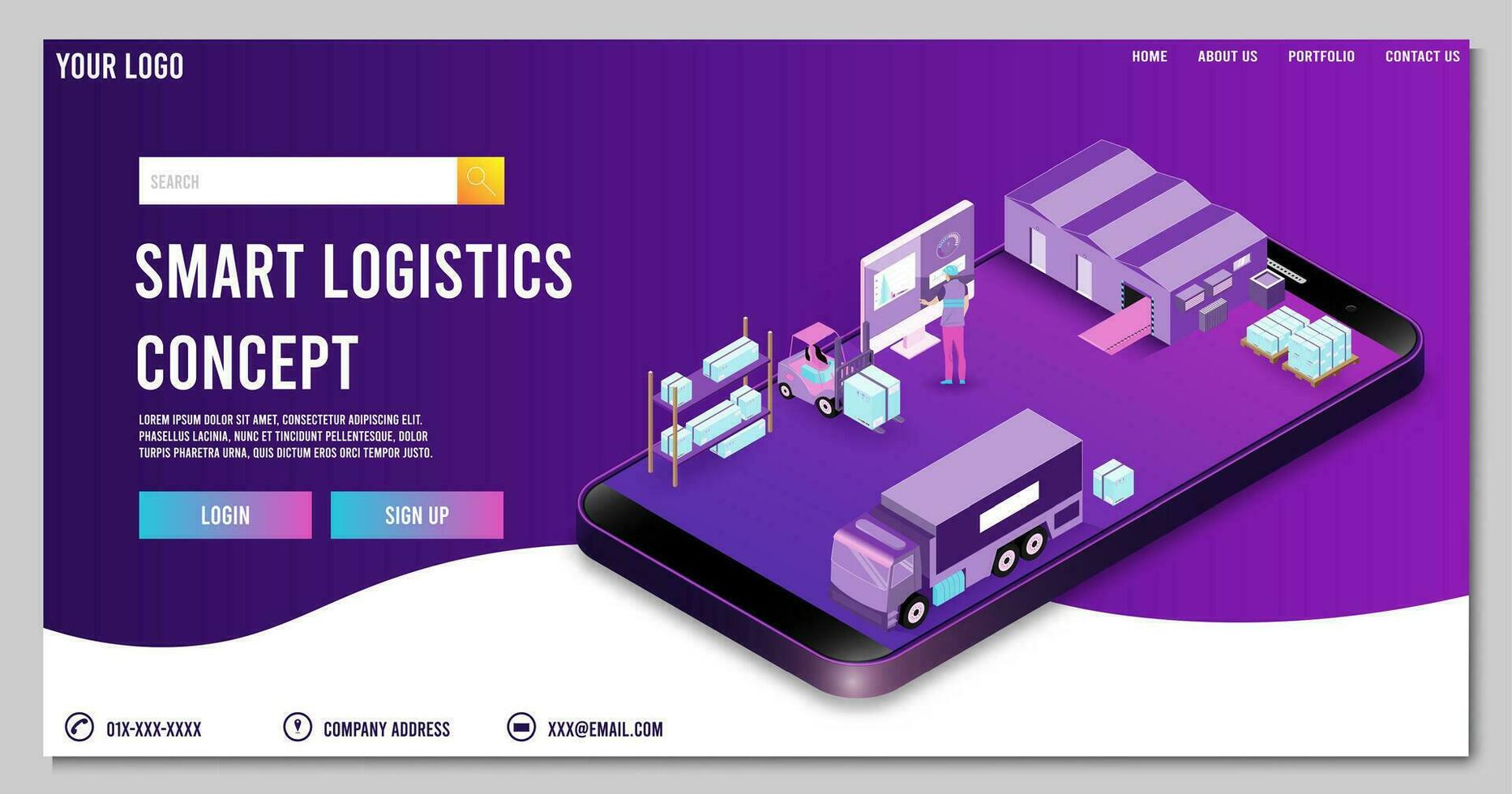 modern globaal logistiek onderhoud concept met exporteren, importeren, magazijn bedrijf, vervoer. vector illustratie eps 10