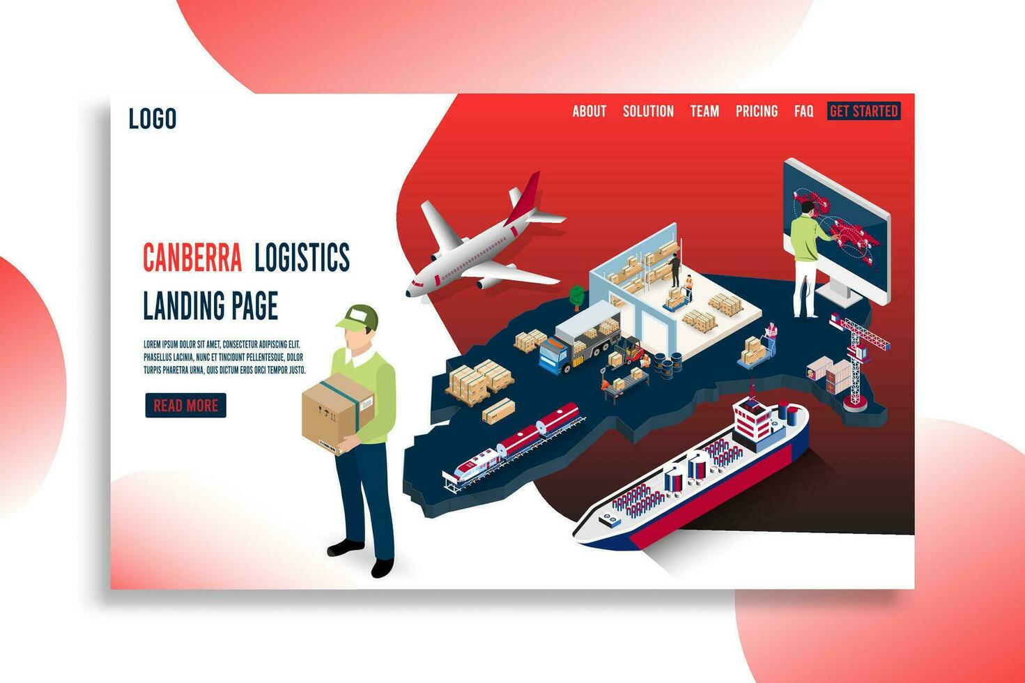 modern isometrische concept van Canberra vervoer met globaal logistiek, magazijn logistiek, zee vracht logistiek. gemakkelijk naar Bewerk en aanpassen. vector illustratie eps10