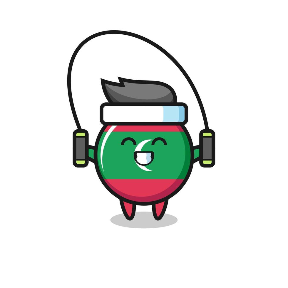 maldiven vlag badge karakter cartoon met springtouw vector