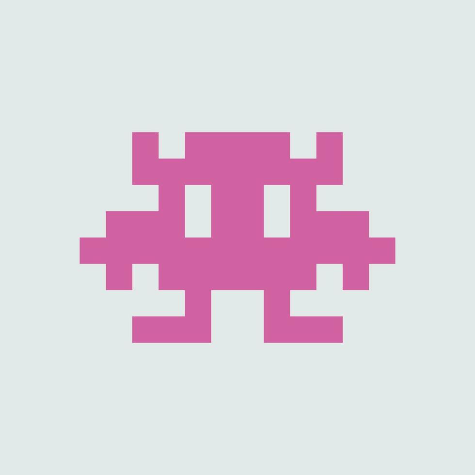 een roze pixel buitenaards wezen Aan een wit achtergrond vector