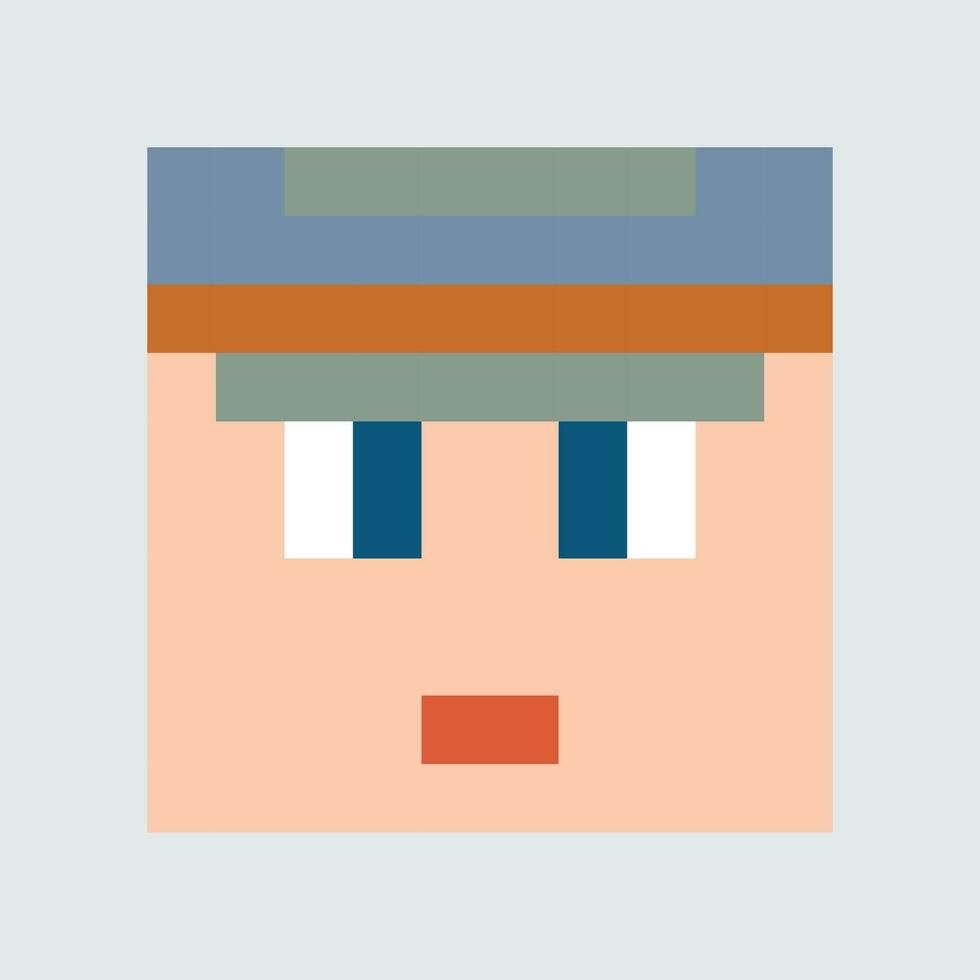 pixel kunst van een man's gezicht met een hoed vector