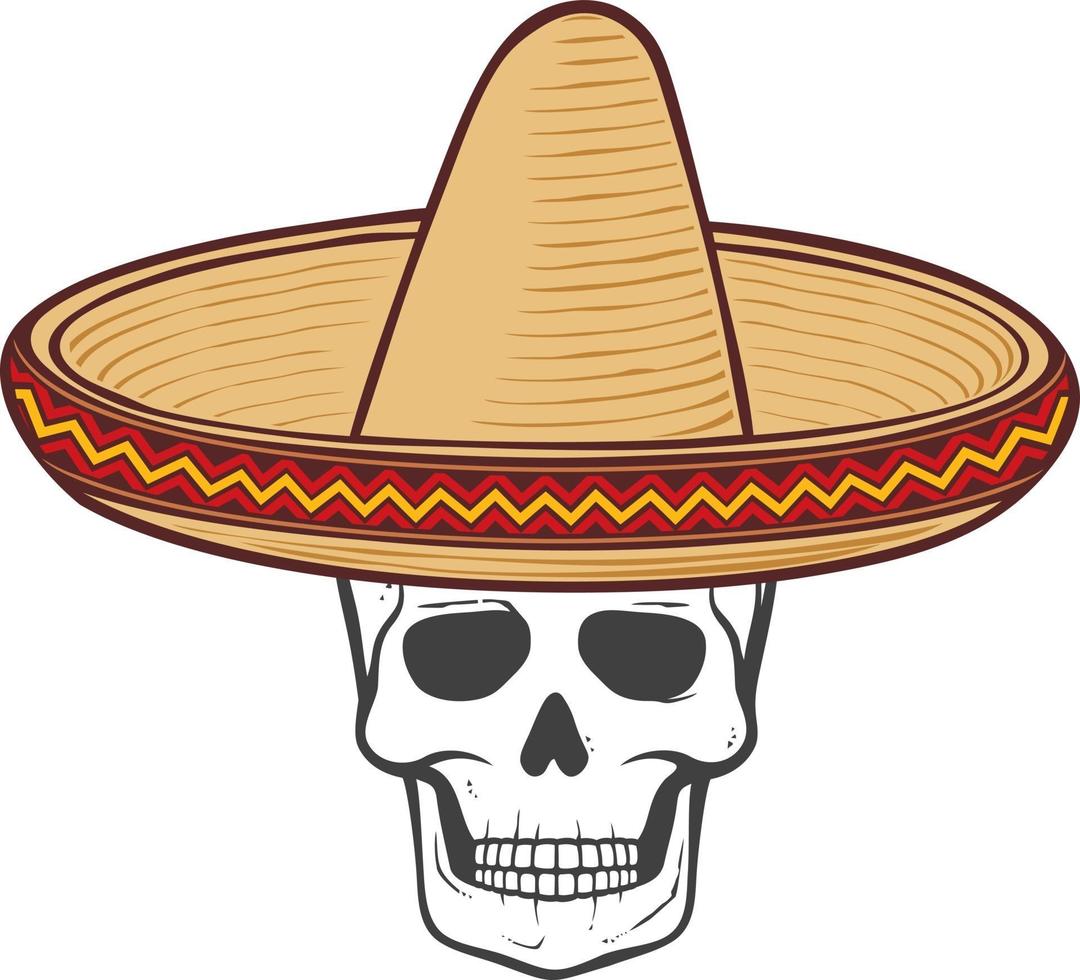 mexico schedel met sombrero vector
