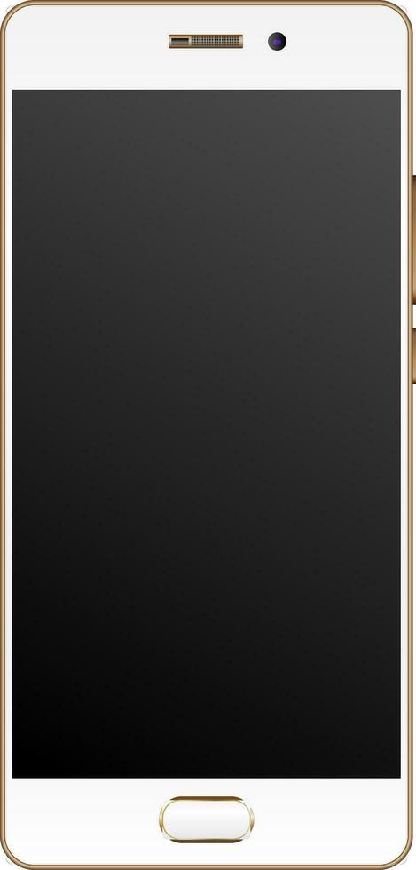 modern realistisch smartphone mockup met gouden rand kader. cel telefoon sjabloon met leeg scherm vector illustratie. mobiel apparaat geïsoleerd Aan wit achtergrond.