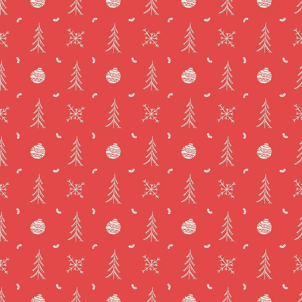 naadloos Kerstmis patroon. nieuw jaar achtergrond. tekening illustratie met Kerstmis pictogrammen vector