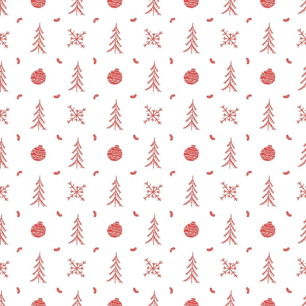 naadloos Kerstmis patroon. nieuw jaar achtergrond. tekening illustratie met Kerstmis pictogrammen vector