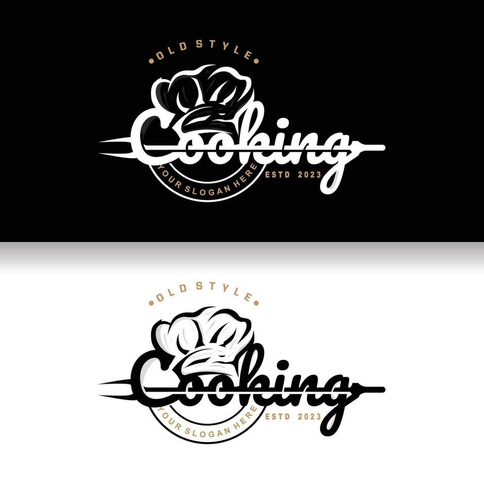 chef logo ontwerp Koken inspiratie en chef hoed met gemakkelijk lijnen voor restaurant bedrijf merken vector