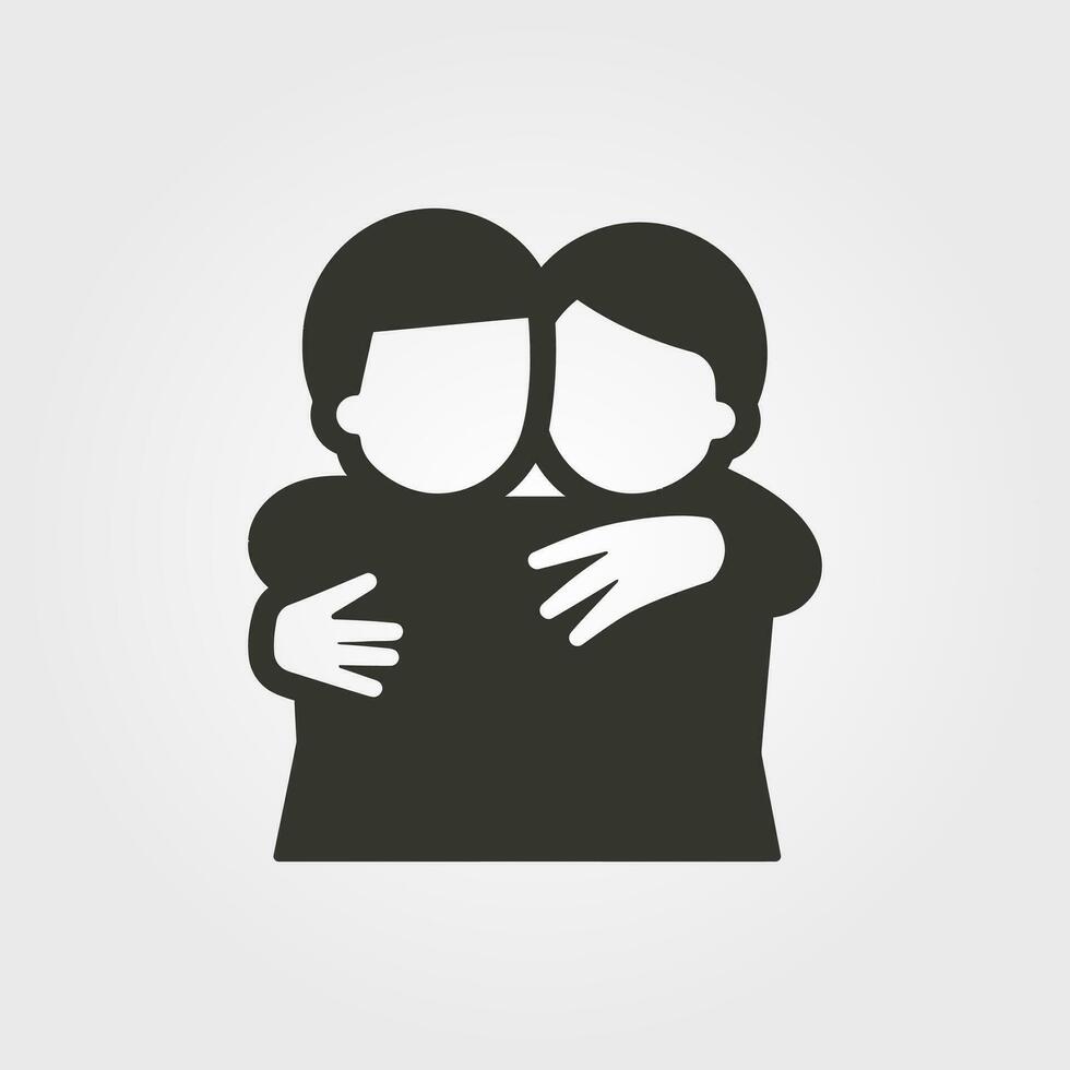twee vrienden sharing een knuffel icoon - gemakkelijk vector illustratie