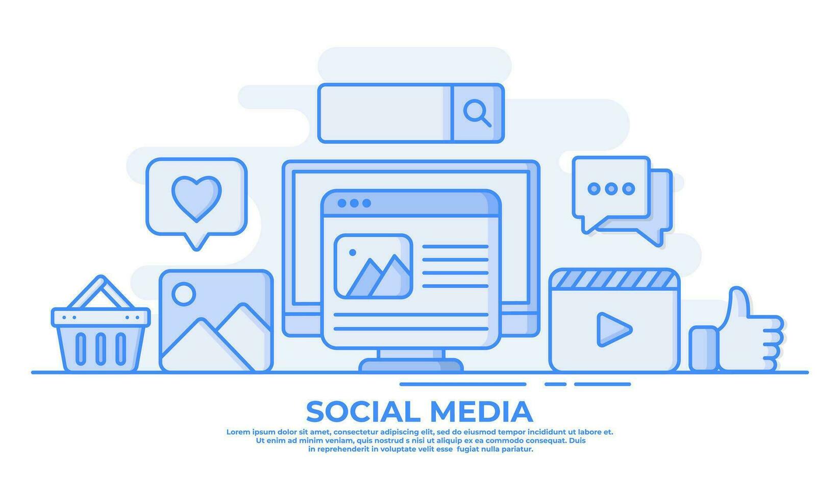 sociaal media concept vlak vector illustratie voor web ontwerp, web banier, landen bladzijde