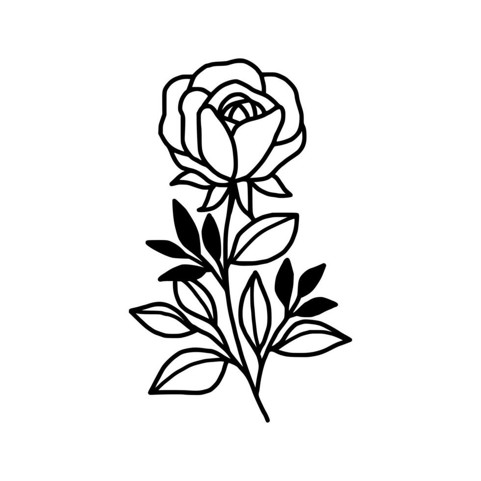 wijnoogst hand- getrokken roos bloemen lijn kunst logo element vector