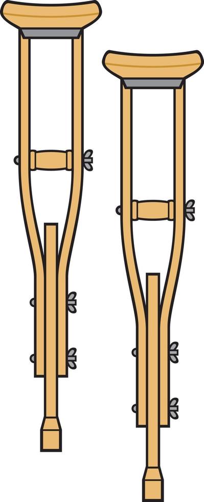 twee houten krukken vector