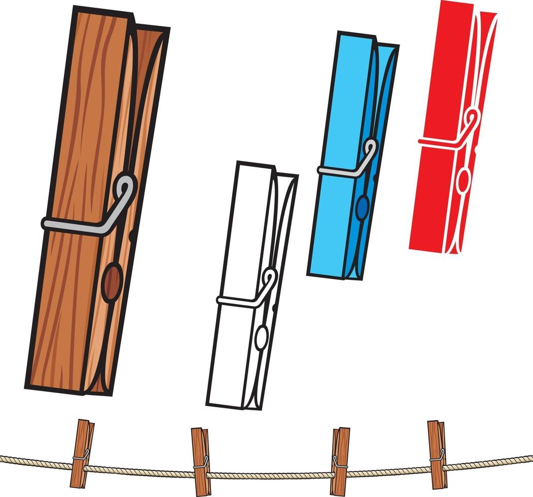 houten wasknijper en touw vector