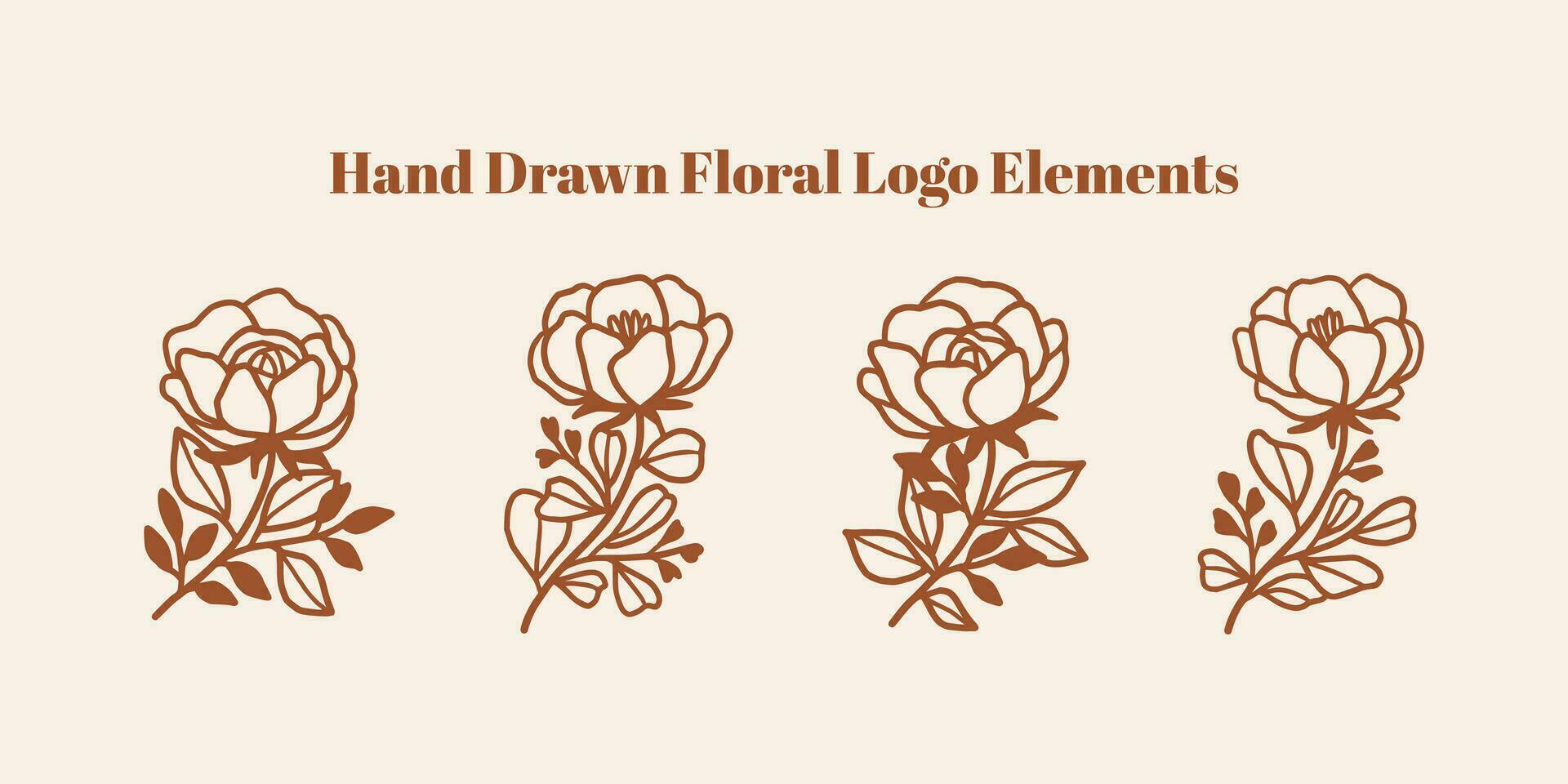 wijnoogst hand- getrokken bloem logo element verzameling vector