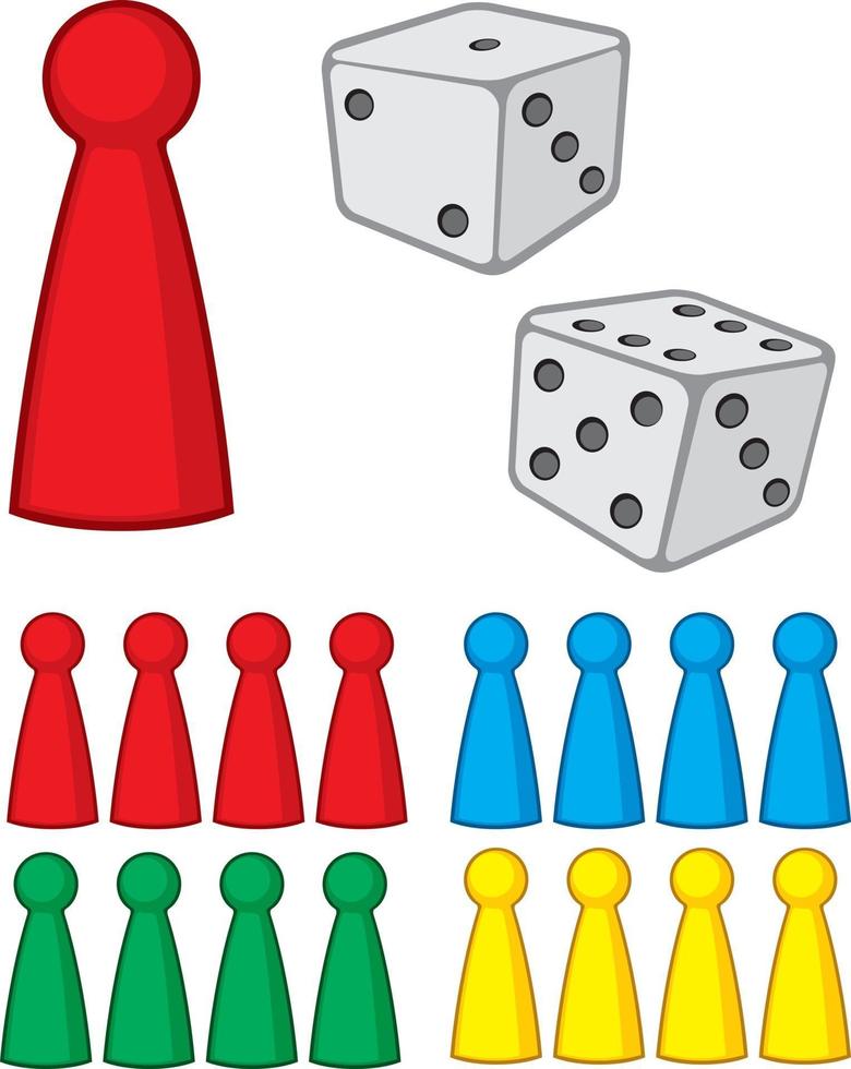 bordspelfiguren met dobbelstenen vector