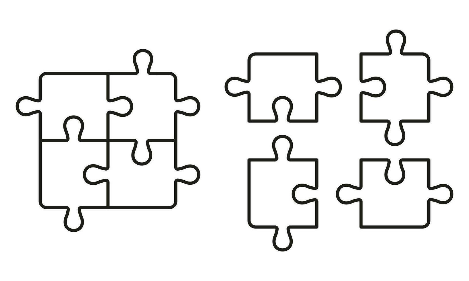 onvoltooid decoupeerzaag lineair pictogram. puzzel stukken monteren en demonteren. teamwerk, strategie, integratie schets teken. spel combinatie lijn icoon set. bewerkbare hartinfarct. geïsoleerd vector illustratie.