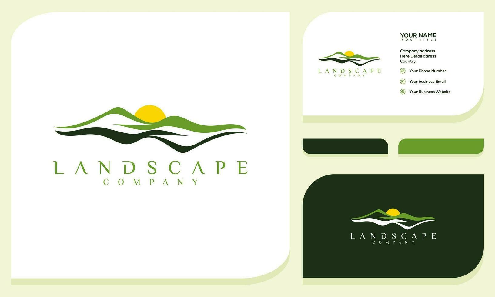 minimalistische landschap heuvels, berg pieken gemakkelijk logo ontwerp vector en bedrijf kaart